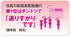 当院の新規来院動機の第1位はダントツで「通りすがりです」(整骨院　院長)